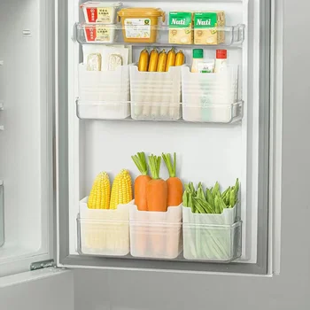 Кутия за съхранение на хладилника със страна като Класирането на продуктите, Кутия за съхранение на зеленчуци, плодове, никаква всячины, Съхранение и организация кухня
