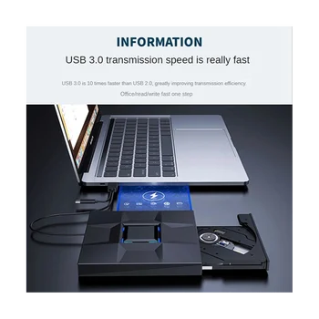 Преносим USB 3.0 Type-C за запис на CD и DVD +/-RW оптично устройство DVD-диск външен за вашия десктоп на лаптопа