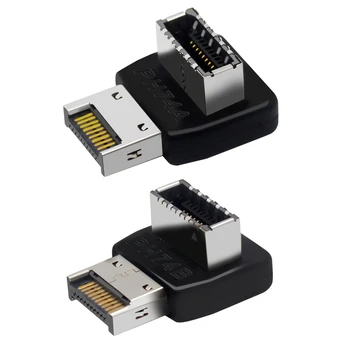 USB 3.1 Type E, 90-градусов датчик, адаптер за заглавието C USB адаптер за предния панел USB за дънната платка на КОМПЮТЪР, вътрешен конектор