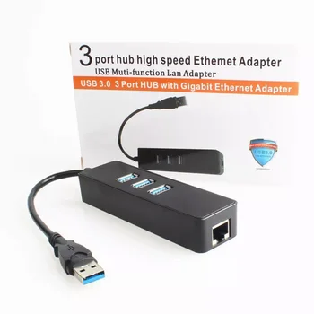 3 Порта USB 3.0 2.0, Е ХЪБ 10/100/1000 Mbit/s, гигабитная мрежова карта Usb, RJ-45 мрежов адаптер Ethernet LAN Usb за Windows и Mac OS