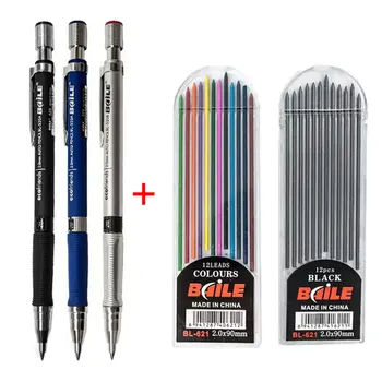 набор от механични моливи 2,0 мм, 2B, Автоматични Моливи за студенти, Сиво/цветни Грифели за моливи, Ученически химикалки, Офис консумативи за офис Kawaii